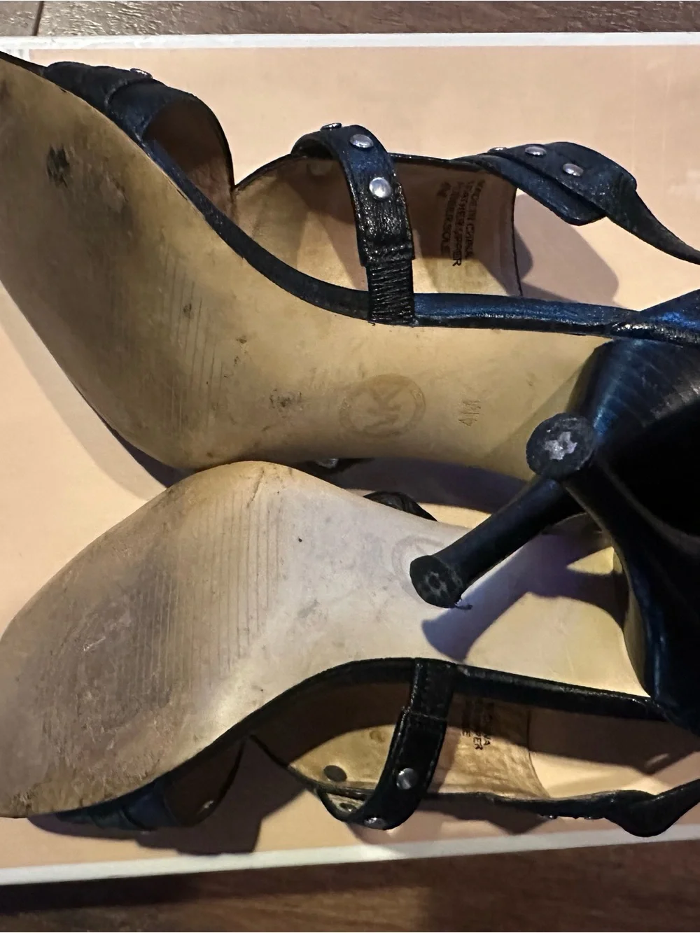 Michael Kors Black Studded Leather High Heel Sandals